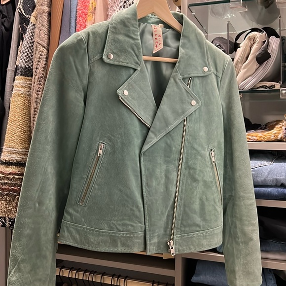 Current Air - green suede leather jacket - M (like new!) - Picture 3 of 8